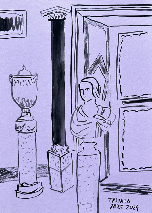 Villa Borghese Gallery, ink on paper
